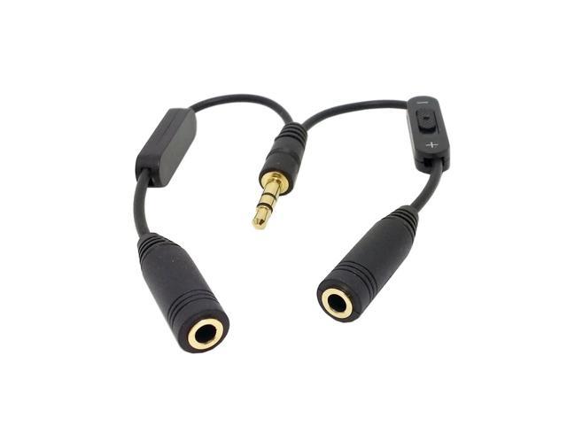 knijpen redden verloving 1 in 2 out 3.5mm Stereo Male to Double 3.5 mm Female Audio Headphone Y  Splitter Cable with Volume Switch Black - Newegg.com