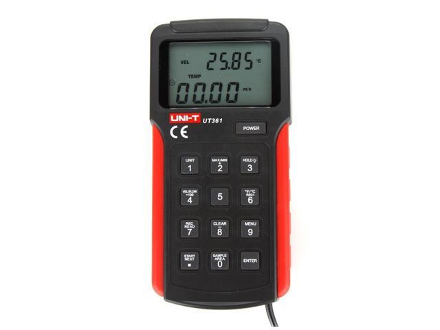UT361 Digital Air Flow Meter Tachometer Anemoscope Anemometer Data Hold with Temperature Measurement LCD Backlight 