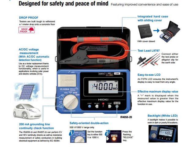 50 to 1000V Digital Insulation Resistance Tester HIOKI NEW IR4056-20 5-Range