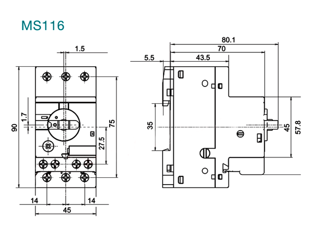 ABB Manual Motor Starter MS116-2.5 Circuit Breaker 1.6-2,5A 1SAM250000R1007 