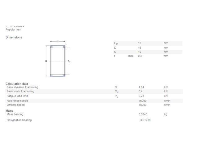Drawn cup SKF HK 1012 needle roller bearings 10x14x12mm