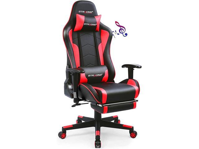 Gaming Chair with Footrest and Bluetooth Speakers, 