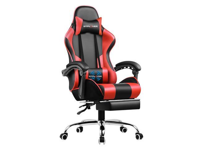 GTPLAYER Gaming Chair, Computer Chair with Footrest and Lumbar Support, Height Adjustable Gaming Chair with 360°-Swivel Seat and Headrest for Office or Gaming