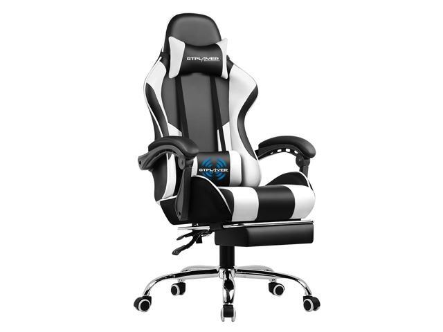 GTPLAYER Gaming Chair, Computer Chair with Footrest and Lumbar Support, Height Adjustable Gaming Chair with 360°-Swivel Seat and Headrest for Office or Gaming