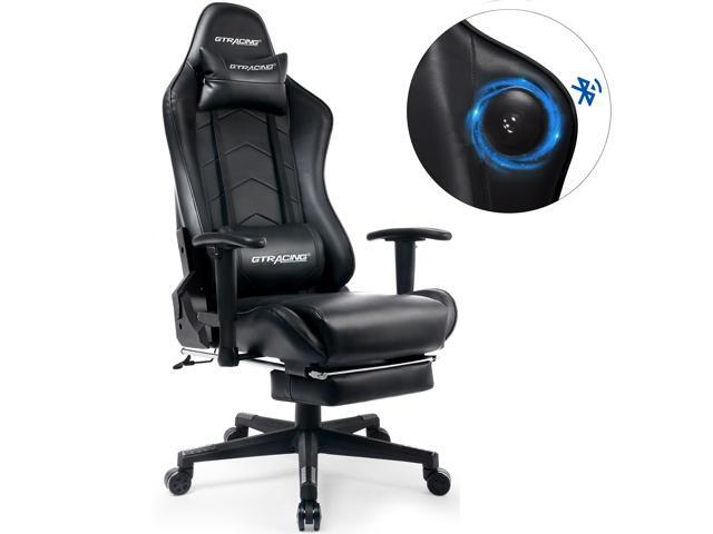 Gtracing Gaming Chair With Footrest Speakers Bluetooth Racing Audio Heavy Duty Computer Desk Gt901m Black Newegg Com