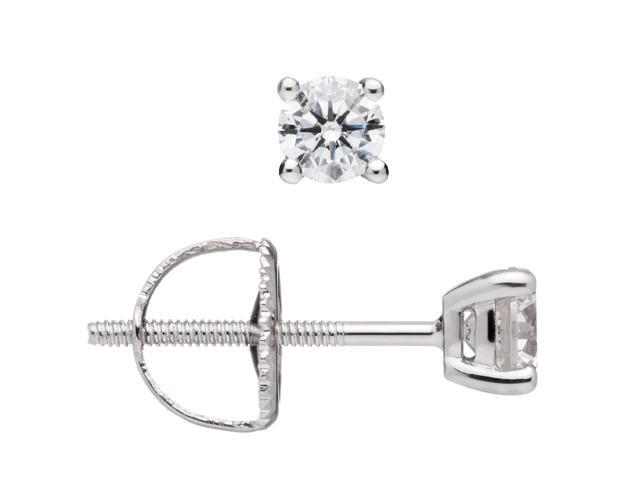 white gold cubic zirconia earrings screw back