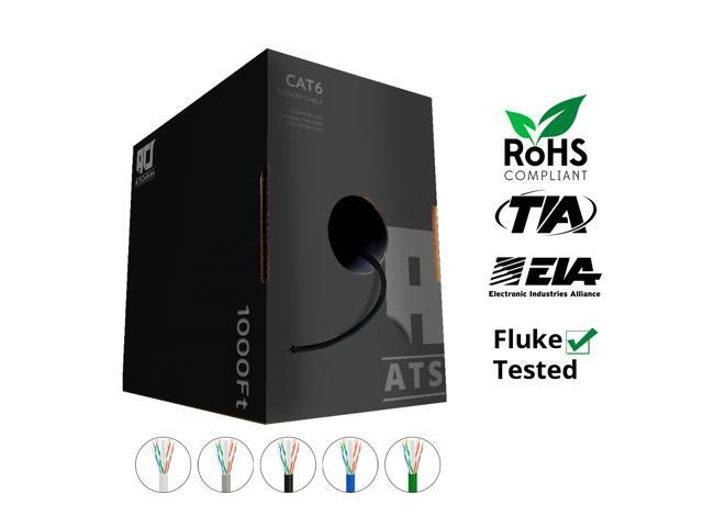 Photo 1 of CAT6 Plenum (CMP) Cable, 1000FT | Fluke Test Passed | 23AWG 4Pair, Solid 550MHz Network Cable Unshielded Twisted Pair (UTP), Available in Blue, White, Green, Gray, Black & Yellow Color (Blue)