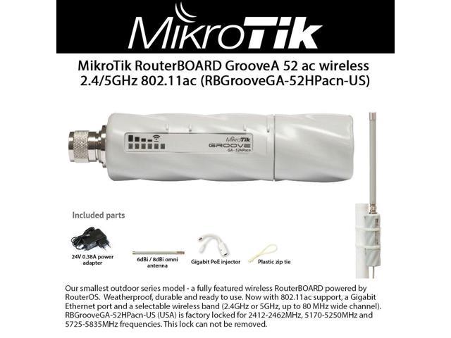 MikroTik RouterBOARD GrooveA 52 ac wireless 2.4/5GHz 802.11ac (RBGrooveGA-52HPacn-US)