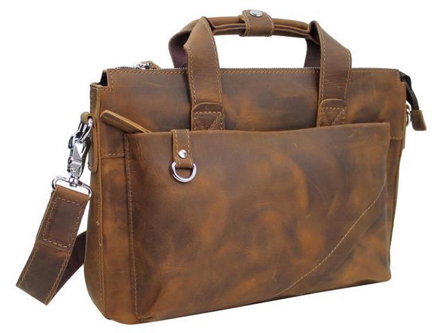 Distress Vintage Full Grain Leather 15 Cowhide Oil Tanned Leather Messenger Bag L12