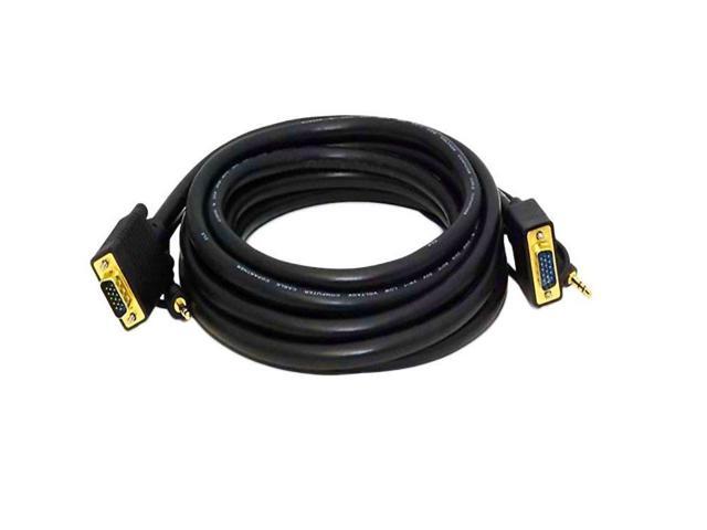 50 Pack 3 Feet Double Shielded Black HD15 Male to HD15 Female Coaxial Construction GOWOS SVGA Extension Cable with Ferrites 