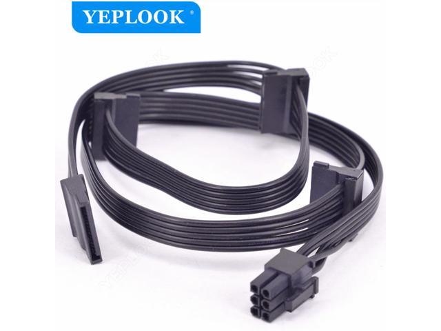 PCIe 6Pin to 4 SATA 3 Angled HDD Cable, 6Pin to SATA 18AWG For Seasonic ...