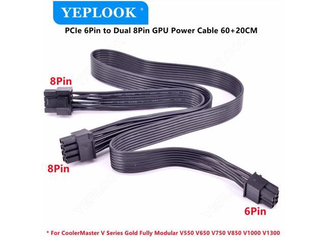 PCIe 6Pin to Dual 8Pin GPU Power Cable 60CM 18AWG For CoolerMaster V850 ...