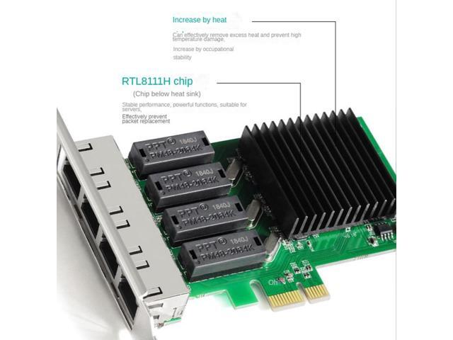 PCIe X1 4 Port RJ45 Gigabit Ethernet Network Card 10/100/1000Mbps ...