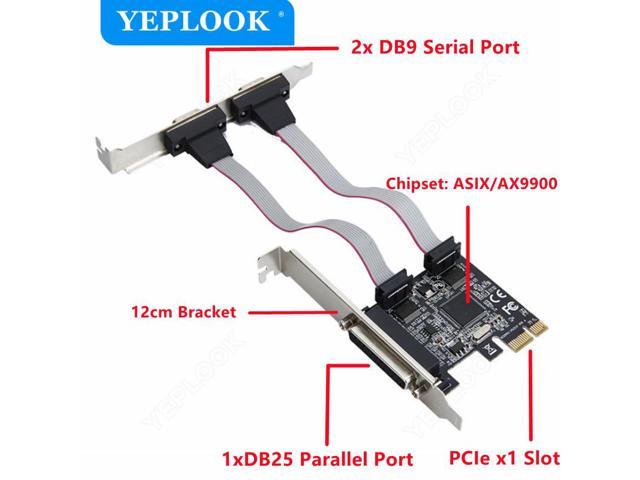 PCIe to Dual Serial Port DB9 RS232 COM+ Single DB25 Parallel Port ...