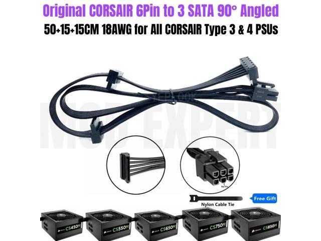 6pin To 3 Sata Angled For Corsair Cs450m Cs550m Cs650m Cs750m Cs850m Modular Psu Hdd Hard Drive 8279