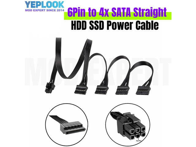 Hdd Riser YEPLOOK 6Pin to 4x SATA Power Cable for Hard Drive Disk HDD SSD Riser ...