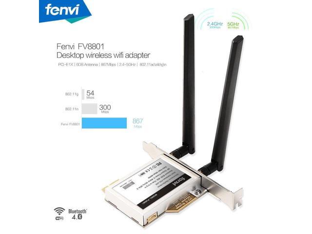 Desktop PC Dual Band PCI-E 2.4G-300M//5G-867M Bluetooth 4.0 Wireless-AC Wifi Card