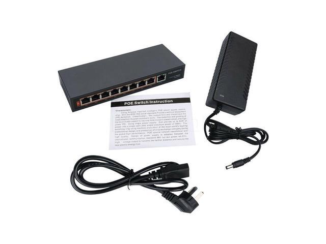 JosLove 8-Port Gigabit POE Switch 1 Gigabit + 1 Gigabit Fiber Port