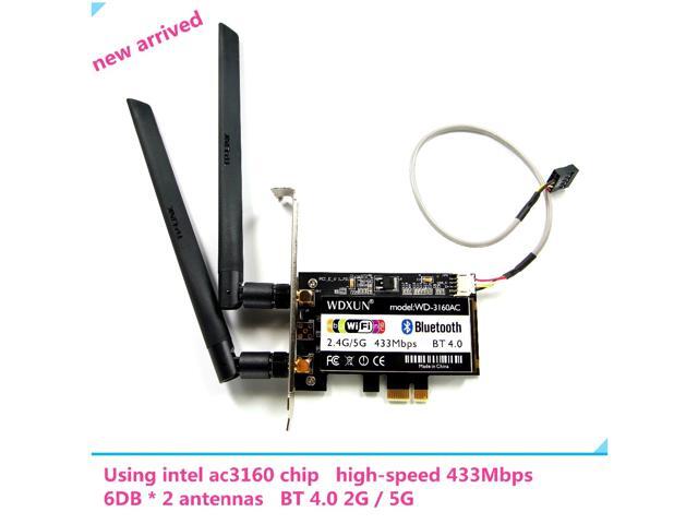 6db Antennas Intel Dual Band Wireless Ac 3160 Intel3160 3160hmw 2 4 5g 433m Bt4 0 Pci E 1x Pcie Wifi Wireless Card For Desktop Newegg Com