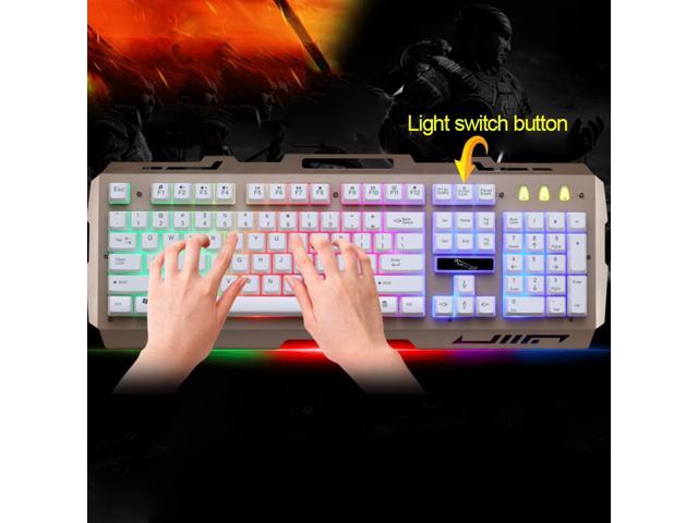 Office Black Color : Gold CHENNAN Gaming ZGB G700 104 Keys USB Wired Mechanical Feel RGB Backlight Metal Panel Suspension Gaming Keyboard with Phone Holder 