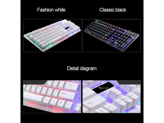 Color : White High Cost Performance Illuminated Game Floating Keyboard ZHONGYUE G20 Wired USB Backlit Computer Keyboard 