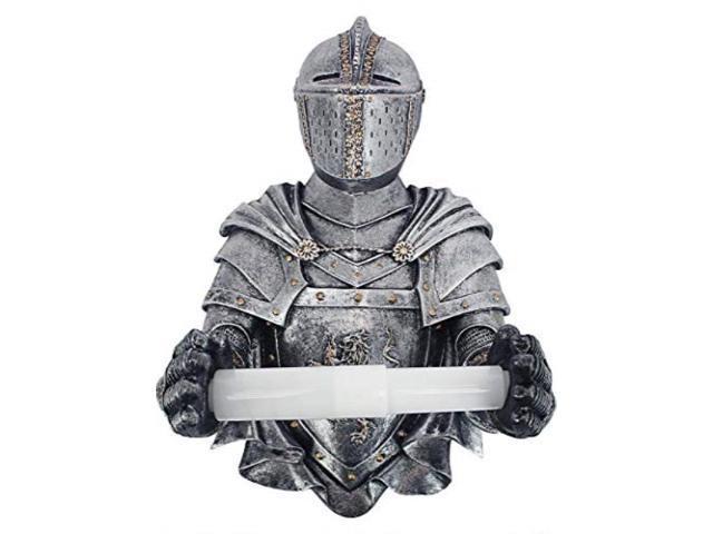 Design Toscano cL5768 Holder-Medieval Knight to Remember gothic Toilet Paper Roll-Bathroom Wall Decor, Pewter