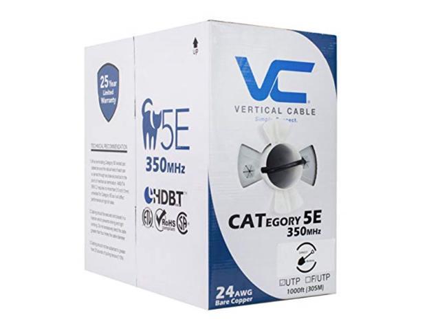 Vertical Cable Cat5e, 350 Mhz, UTP, Gel Filled (Flooded Core), Direct  Burial, 1000ft, Black, Bulk Ethernet Cable