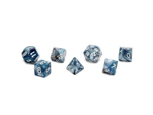 Chessex Dice Poly DnD Set of 7-27490 Free Bag Lustrous Slate w/ White 