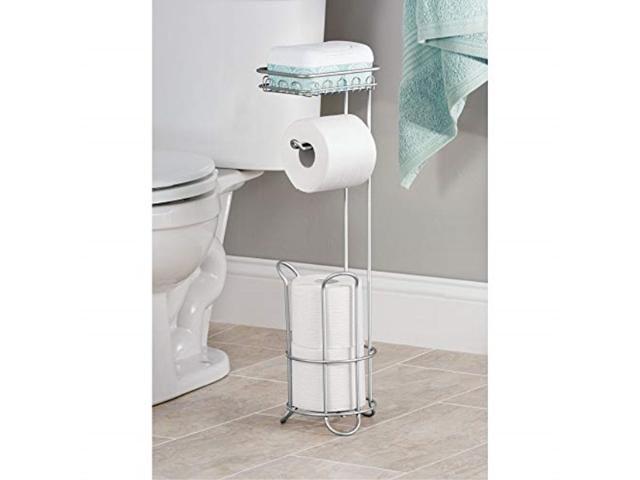 iDesign classico Free Standing Toilet Paper Holder with Shelf for Bathroom - chrome