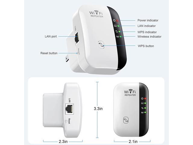 WiFi Range Extender 300Mbps WiFi Repeater Wireless Signal Booster,2.4G Network with Integrated Antennas LAN Port & Compact Designed Internet Booster,Easy to Set up and Comprehensive Coverage 