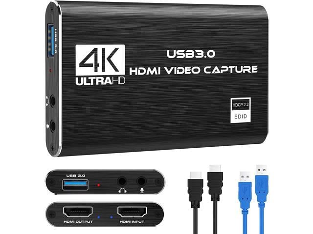 DIGITNOW 4K Audio Video Capture Card, USB 3.0 HDMI Video Capture Device, Full HD 1080P 60FPS for Game Recording, Live Streaming Broadcasting-Black - Newegg.com