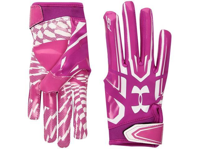 pink and white football gloves