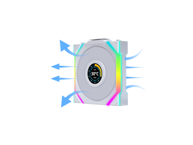 Lian Li UNI Fan SL LCD Wireless (Reverse Blade) 120mm ARGB Fan - Single Pack - 1.6" LCD - 2.4 GHz Wireless Signal for RGB & Fan Control - Controller NOT Included & Required - White(12RSLLCD1W1W)