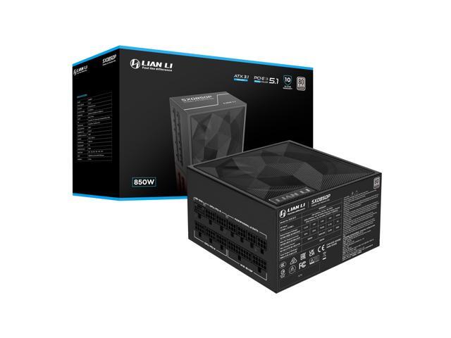 Lian Li SX0850P Platinum 850W Compact ATX Form Factor Power Supply | 12V-2x6 Cable - ATX 3.1 & PCIE 5.1 Compliant - 140mm Fan - Full Modular - 10 Year Warranty - Black (SX0850P.B)