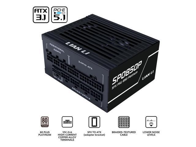 Lian Li SP Platinum 850W SFX Form Factor Power Supply with 12V-2x6 Connectors - ATX 3.1 & PCIE 5.1 Compliant - Low-Noise - Fully Modular - 105°C Capacitors - 10 Year Warranty - Black (SP0850P.B)