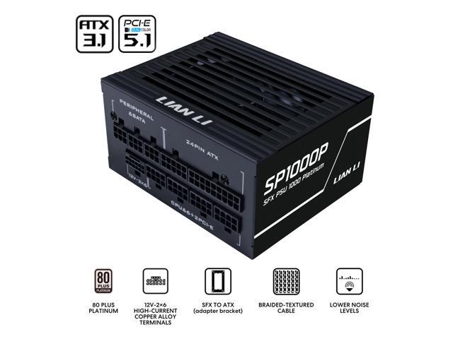 Lian Li SP Platinum 1000W SFX Form Factor Power Supply with 12V-2x6 Connectors - ATX 3.1 & PCIE 5.1 Compliant - Low-Noise - Fully Modular - 105°C Capacitors - 10 Year Warranty - Black (SP1000P.B)