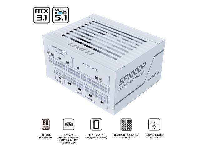 Lian Li SP Platinum 1000W SFX Form Factor Power Supply with 12V-2x6 Connectors - ATX 3.1 & PCIE 5.1 Compliant - Low-Noise - Fully Modular - 105°C Capacitors - 10 Year Warranty - White (SP1000P.W)