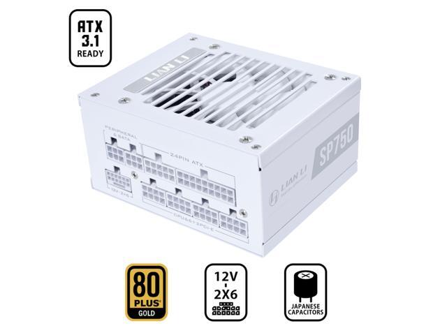 Lian Li SP V2 Gold - 750 Watt SFX Form Factor Power Supply with Native 12V-2x6 Cable - Low Noise - 80 Plus Gold Efficiency - ATX 3.1 & PCIe 5.0 Compliant - 92mm FDB Fan - 10-Year - White (SP750G.W)