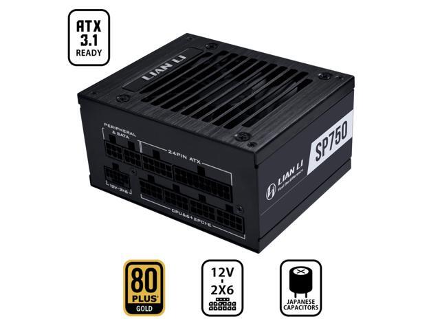 Lian Li SP V2 Gold - 750 Watt SFX Form Factor Power Supply with Native 12V-2x6 Cable - Low Noise - 80 Plus Gold Efficiency - ATX 3.1 & PCIe 5.0 Compliant - 92mm FDB Fan - 10-Year - Black (SP750G.B)