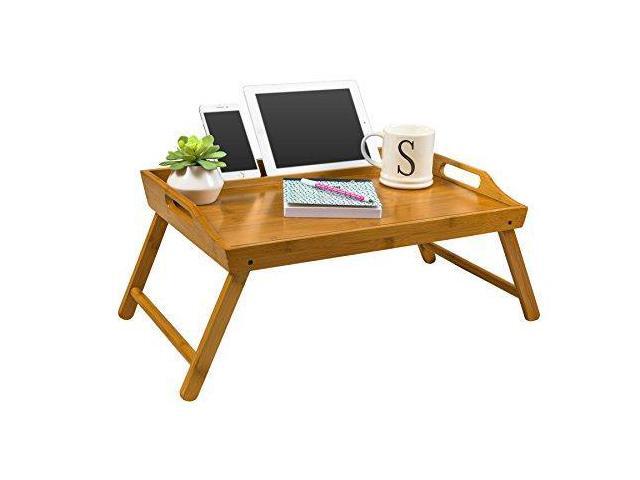 Lapgear Bamboo Media Lap Desk Bed And Breakfast Tray Natural Fits Up To 12 9 Tablet 17 3 Laptop Newegg Com