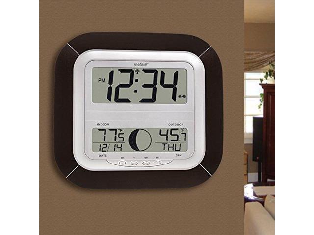 La Crosse Technology Ws 8418u It Atomic Digital Wall Clock With Moon Phase Newegg Com