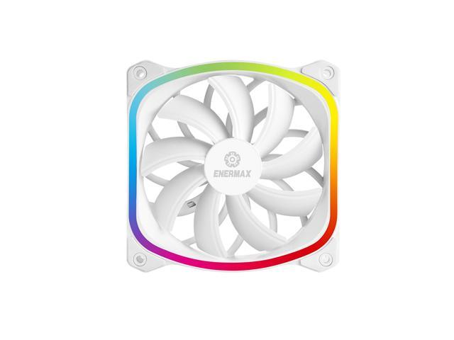 Enermax SquA 120mm Dual Light Loop RGB LED PWN Case Fan, Addressable RGB Sync Via Motherboard, Plug & Play - Single Pack - White, UCSQARGB12P-W-SG
