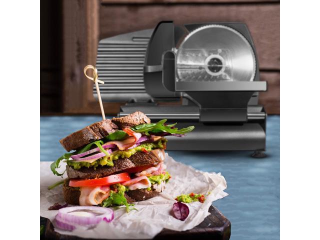 Chefman Die-Cast Electric Deli & Food Slicer Cuts Meat, Cheese, Bread,  Fruit & Vegetables Adjustable Slice Thickness, Stainless Steel Blade, Safe  Non-Slip Feet, For Home Use, Easy To Clean, Black 