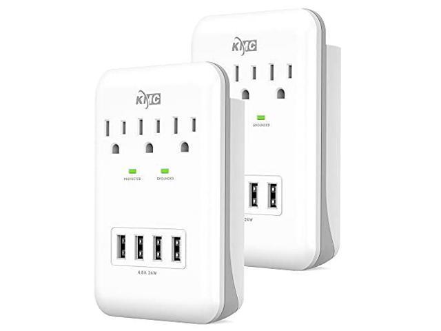 980 Joule White KMC 6-Outle Surge Protector with 2 USB Ports 3.4A 2 Pack 
