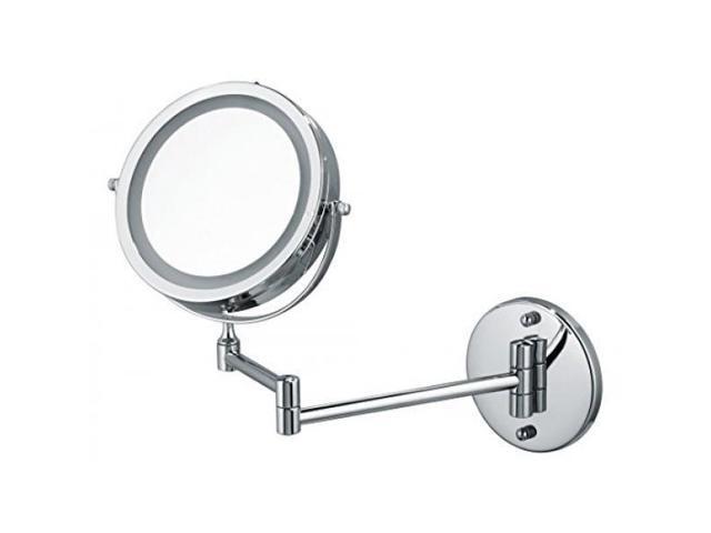 Almm Ovente Wall Mount Led Lighted Makeup Mirror Operated 1x 10x Magnification 7 Inch Polished Chrome Mfw70ch1x10x Newegg Com