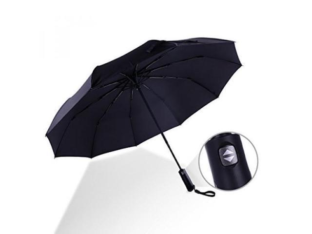 STRONG 10 Ribs Compact Folding Umbrella Waterproof Windproof Auto Open Close