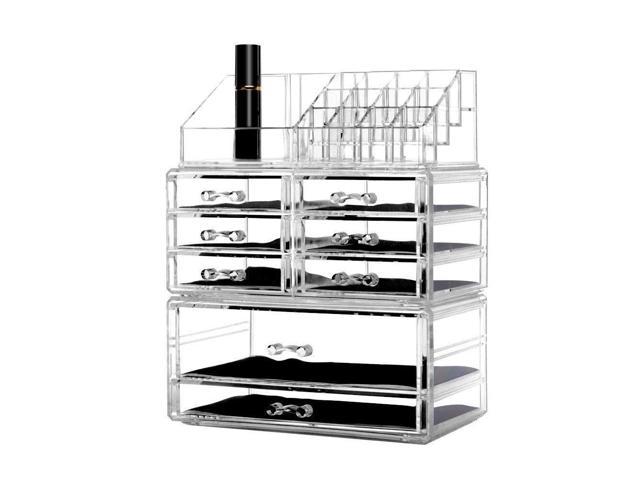 Dreamgenius Clear Acrylic 4 Tier Drawers And 16 Grid Stackable