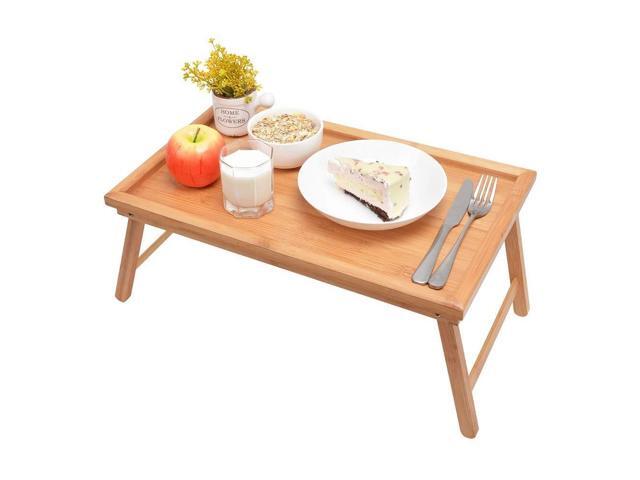 Zhuoyue Bamboo Bed Tray With Folding Legs Lap Lipped Tabletop Great For Breakfast In Or Dinner By The Tv Use As Drawing Table