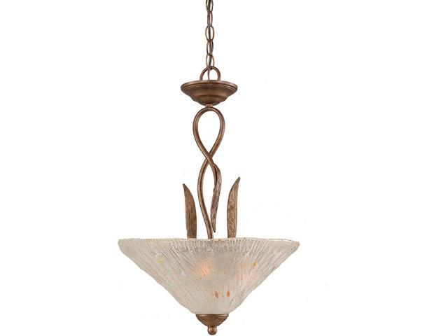 Toltec Lighting 214 Brz 711 Leaf Three Bulb Uplight Pendant Bronze Finish With Frosted Crystal Glass Shade 16 Inch
