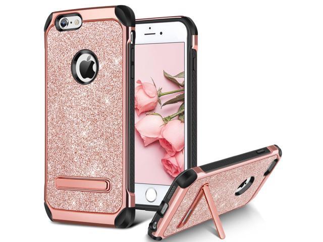 Iphone 6s Case Iphone 6 Case Bentoben Bling Glitter Slim Hybrid Dual Layer Tpu Bumper Hard Pc Cover Coat Sparkly Shiny Cute Faux Leather With Metal Kickstand For 4 7 Inch Iphone 6s 6
